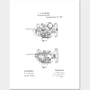 Eyeleting Machine Vintage Patent Hand Drawing Posters and Art